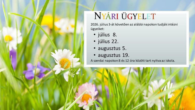 Nyári ügyeleti napok