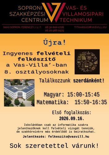Felvételi felkészítő 8. osztályosoknak