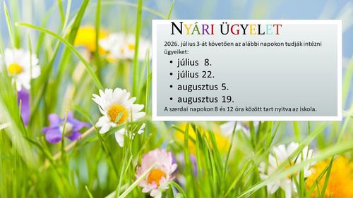 Nyári ügyeleti napok